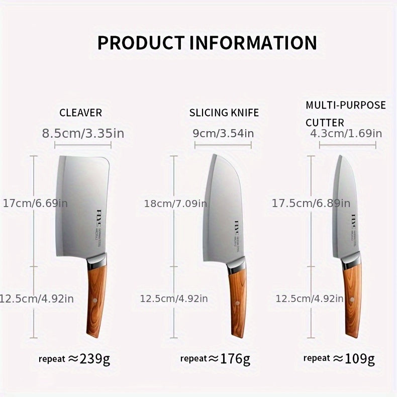 High Quality Stainless Steel Knife Kitchen Utensil Set, Multifunctional Chef Knife, Fruit Knife, Japanese Chef Knife, Meat Cutting Knife, Bread Knife, Cooking Chef Knife Set, Suitable for Restaurants, Family Travel, Outdoor C