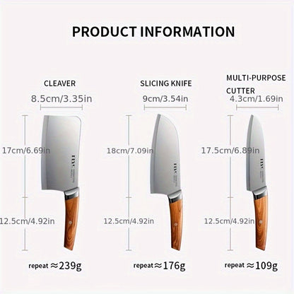 High Quality Stainless Steel Knife Kitchen Utensil Set, Multifunctional Chef Knife, Fruit Knife, Japanese Chef Knife, Meat Cutting Knife, Bread Knife, Cooking Chef Knife Set, Suitable for Restaurants, Family Travel, Outdoor C