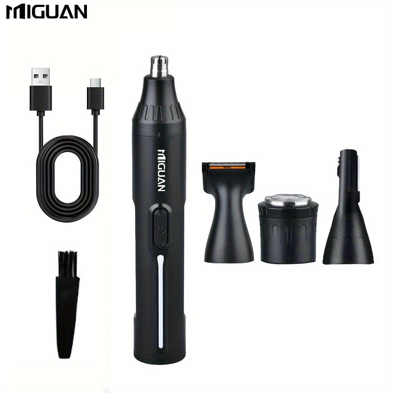 4-in-1 Professional Grooming Kit, USB Rechargeable Nose & Ear Hair Trimmer, Beard and Eyebrow Razor, Men's Personal Care Tools