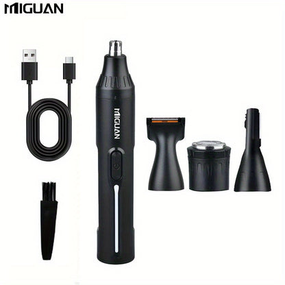 4-in-1 Professional Grooming Kit, USB Rechargeable Nose & Ear Hair Trimmer, Beard and Eyebrow Razor, Men's Personal Care Tools