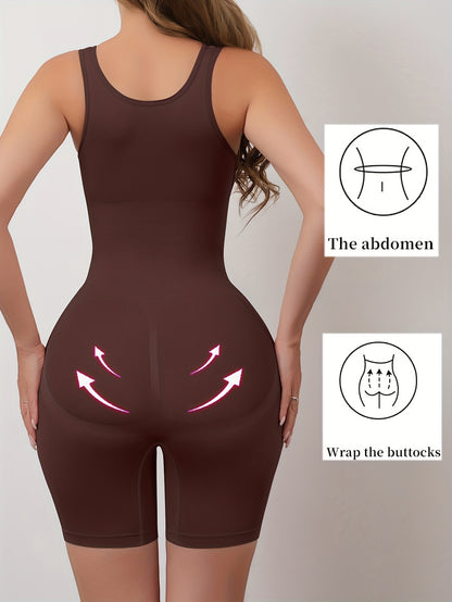 Women's Full-Body Tummy Control Bodysuit - Double-Layer High Compression Shaping Suit with Butt Lift & Waist, Smooth Curves Instantly, Brown/Black/Navy/Beige, Hand Washable One-Piece for Postpartum &