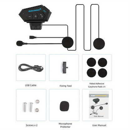 Motorcycle Wireless Helmet Headset Hands-free Call Kit Stereo Anti-interference Music Player Speaker
