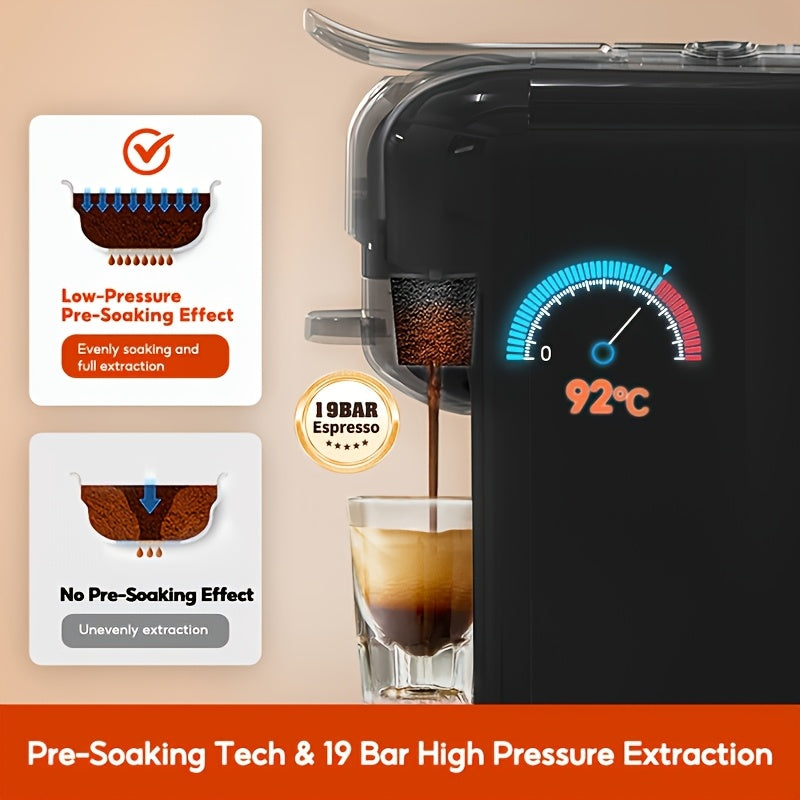 CAFELFFE 5-in-1 Multifunctional Capsule Coffee Machine | Hot/Cold | Compatible With NES Capsules, DG Capsules, K-Cup Capsules, ESEpod And Ground Coffee | Automatic Coffee Maker For Home & Office | Great Gift For Family/ Fathe