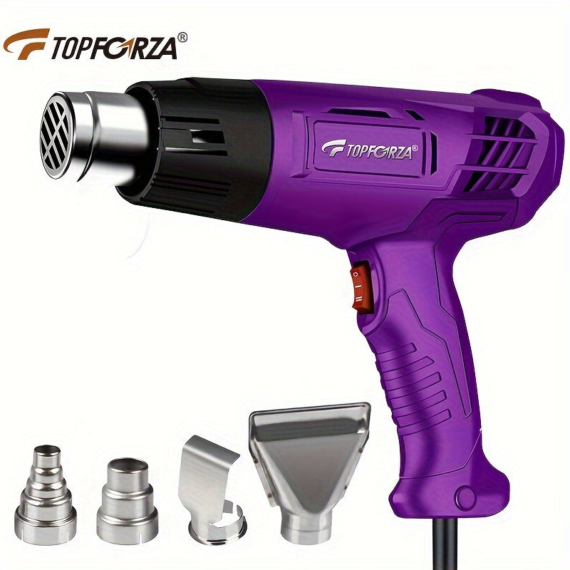 TOPFORZA Industrial Heat Gun with Dual-Speed & Temperature Control, Overheat Protection - Heavy-Duty Hot Air Blower for Automotive, Film, Packaging, Electronics - Includes Nozzles - Compatible with European Plug (220-240V) -
