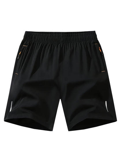 4pcs Men'S Reflective Striped Athletic Shorts - Breathable Quick-Dry Summer Workout Shorts with Pockets, Beige, Navy Blue, Black, Tennis & Gym Shorts for Men, Gym Shorts, Sporty Design, Quickdry Fabric