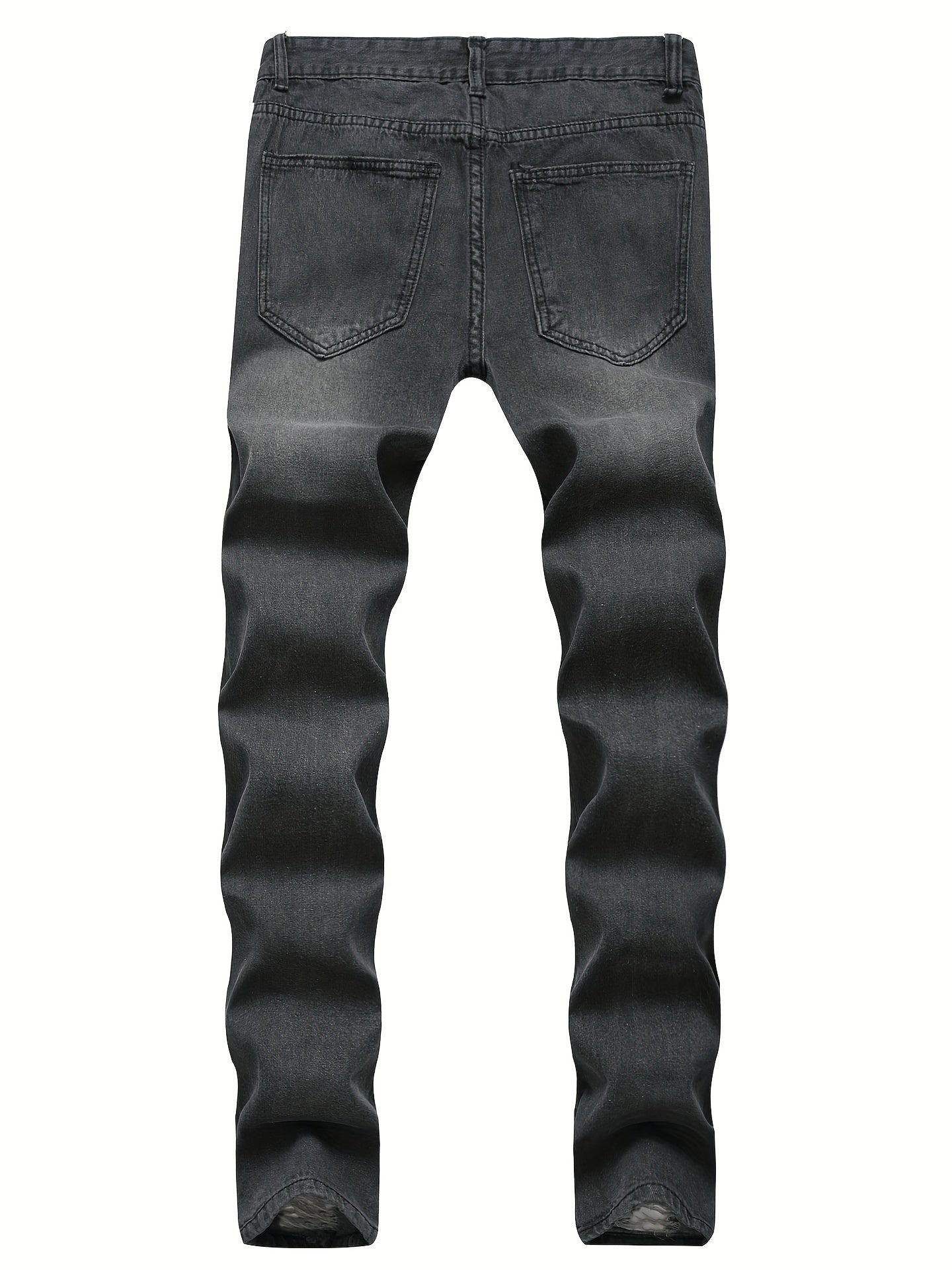Men Fashion White Ripped Distressed Destroyed Washed Denim Jeans Ripped Slim Fit Wild Jeans White Denim Pants