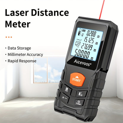 AICEVOOS High Precision Digital Laser Distance Meter, 50-120m Range, Battery-Powered, Rubber Casing, Electronic Measuring Tape for Industrial Measurement, Measurement Tool|Digital Distance Meter|Rubber Casing Tape