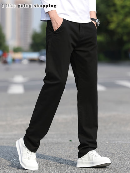 2pcs Men's Stretch Chino Pants - Straight-Leg Business Casual Trousers with Elastic Waistband, All-Season Formal &amp; Everyday Pants for Office, Meetings, and Casual Attire, Modern Pants, Comfortable Fit, Versatile