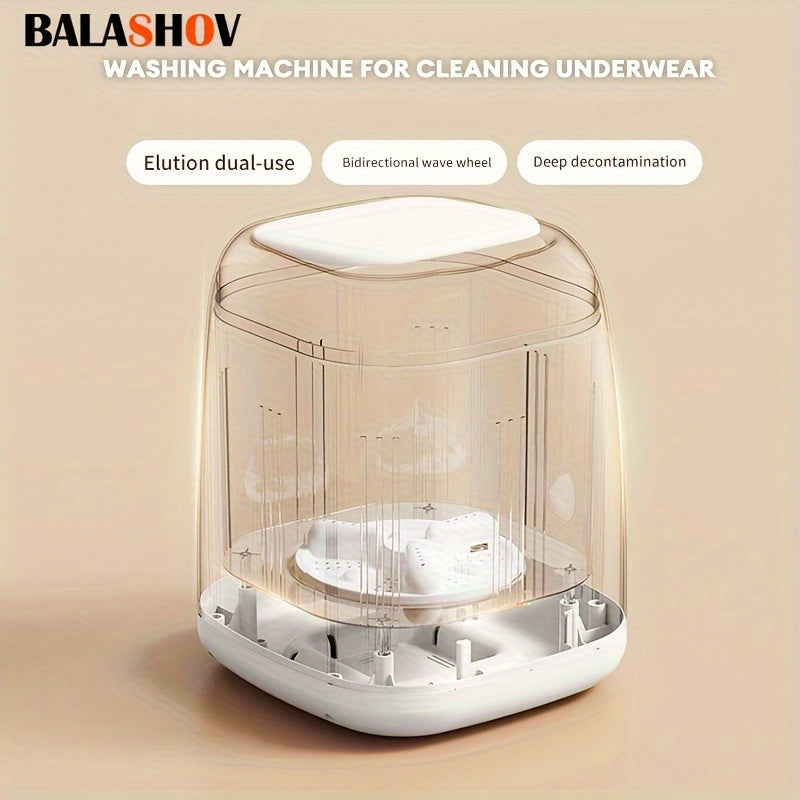 BALASHOV EU Plug Fully Automatic Small Washing Machine, for Underwear, Baby Clothes, Small Items, Compact Small Laundry Portable Washing Machine for Apartments, Camping, Travel IPX4