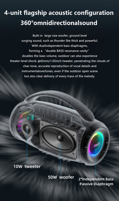 ZEALOT 60W Subwoofer Speaker, Wireless Speaker with Handle, 8000mAh Battery, Easy to Carry, RGB Lights, EQ Mode, TWS Pairing, Booming Bass. IPX5 High Quality, Great for Parties And Gatherings. for Home, Car, Camping-ZEALOT P1