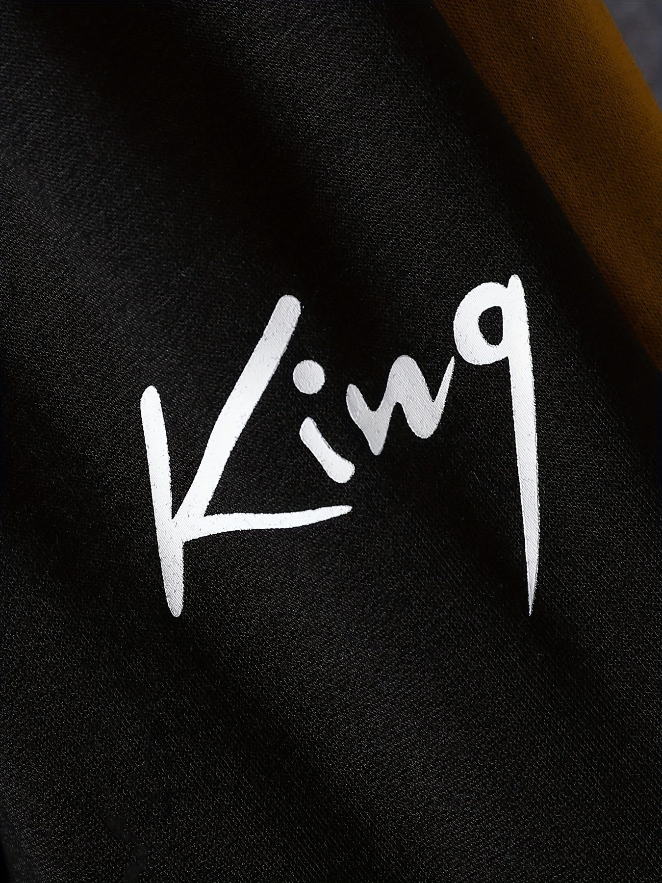 European and American Children's Clothing Boy's Long Pants Suit Medium and Large Children's Printed Letter King Contrast Color Sweatshirt and Long Pants Suit