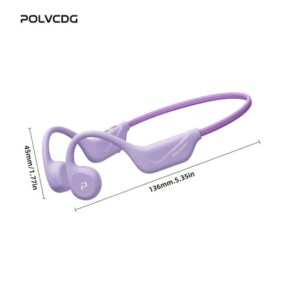 POLVCDG Audio Wireless Bone Conduction Headset - IPX5, Long Battery Life, Open Design, Signal Stability, Noise Isolation, Push Button Control, Tangle-Free Cable, Type-C Charging, Compatible with Cellphones, Sports Headphones