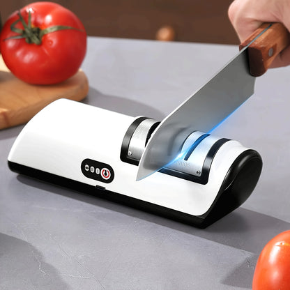 Electric Knife Sharpener with LED Light &amp; - 2-Stage Diamond Grinding System - Heavy-Duty -like Portable Sharpener for Chef, Santoku, Pocket Knives - Professional &amp; Home Kitchen Tool with Ergonomic Design ( Cable