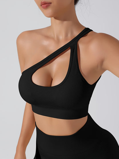 Women's 2pcs Yoga Set: Sexy One-Shoulder Sports Bra & High-Waist Butt Lifting Leggings - Stretchy, Non-See-Through Activewear