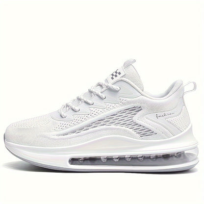 Ténis de malha respirável para homem - Ténis de corrida de cano médio com amortecimento antiderrapante e absorção de impacto, fecho com atacadores, ideal para ginásio, basquetebol e todas as estações. Calçado moderno e durável para atividades físicas.