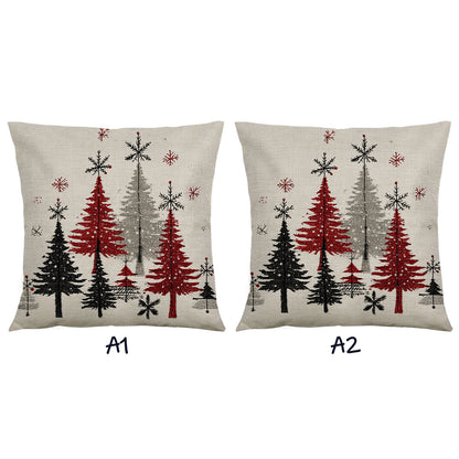 2pcs Christmas Winter Tree Throw Covers, Minimalist Beige Background with Snowflake Design, 40.64x45.72 cm Single-Sided Printed Holiday Decor for Sofa, Living Room &amp; Bedroom (No Insert), Christmas Throw Pillows, Pink And Whit