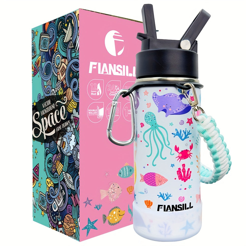 12oz Stainless Steel Vacuum Insulated Water Bottle with Flansill, Leak-Proof, BPA-Free, Portable, Ideal for Students, Daily Hydration Gift for Son and Daughter, Independence Day, Thanksgiving, New Year, Labor Day, Kids