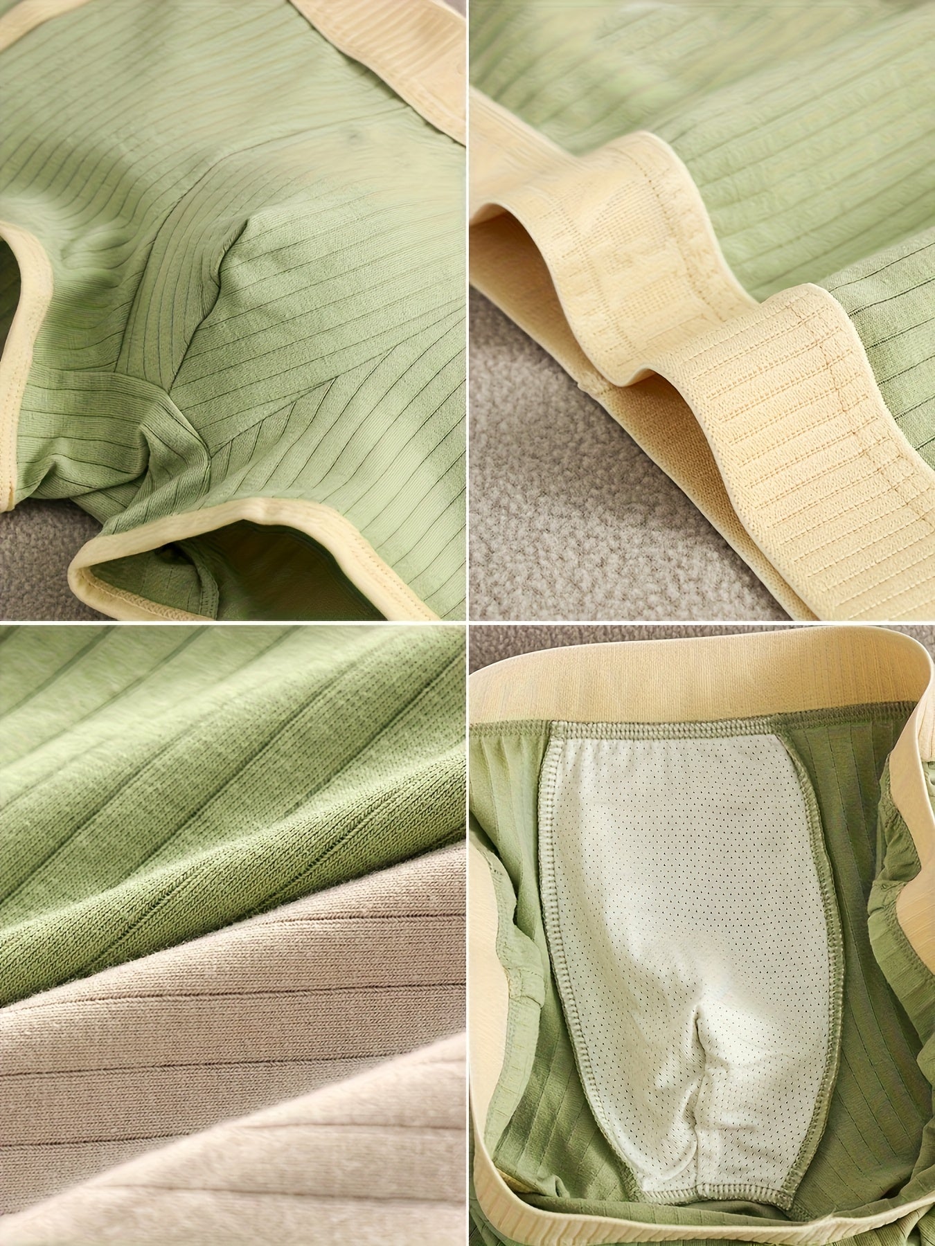 3pcs Men'S Boxer Briefs - Breathable, Comfortable, Stretchy Ribbed Striped Underwear in, Green, and, Perfect for Casual Attire or Sports, Comfortable Underwear | Ribbed Texture | Medium Elasticity