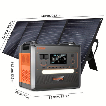 SolarPlay Portable Power Station 2500W (peak 4800W), 2304Wh Solar Generator, Equipped with 400W Solar Panels for 1.5-hour Fast Charging, BMS Emergency Power Supply, Used for Home Backup, Camping, Outdoor Battery Backup, Power