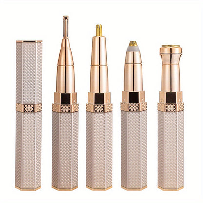 Rechargeable Women's Hair Trimmer with 4 Heads for Face, Eyebrows, Nose, and Body - Effortlessly Remove Unwanted Hair with Precision and Comfort
