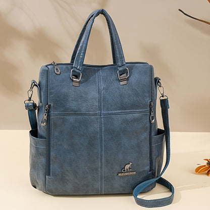 Four One Women's Large Capacity Retro Backpack - Heavy-Duty Nylon Bookbag with Adjustable Shoulder Straps, Golden-Tone Hardware, Front & Back Zipper Pockets, Convertible Crossbody/Backpack for,, Travel (Red, Casual) - (Low