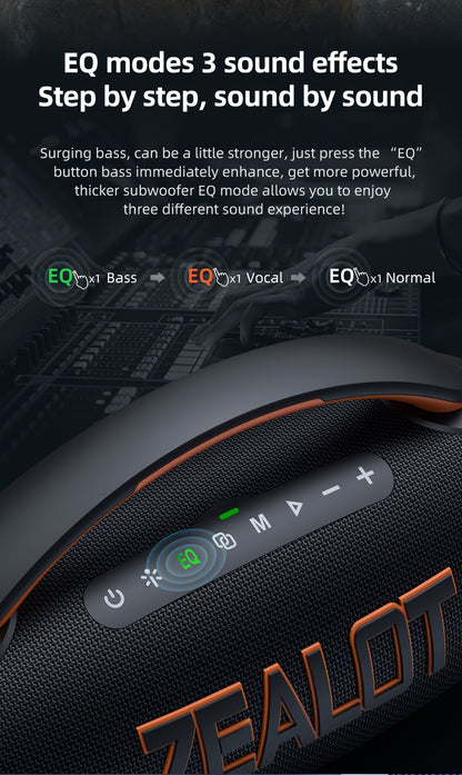 ZEALOT 60W Subwoofer Speaker, Wireless Speaker with Handle, 8000mAh Battery, Easy to Carry, RGB Lights, EQ Mode, TWS Pairing, Booming Bass. IPX5 High Quality, Great for Parties And Gatherings. for Home, Car, Camping-ZEALOT P1