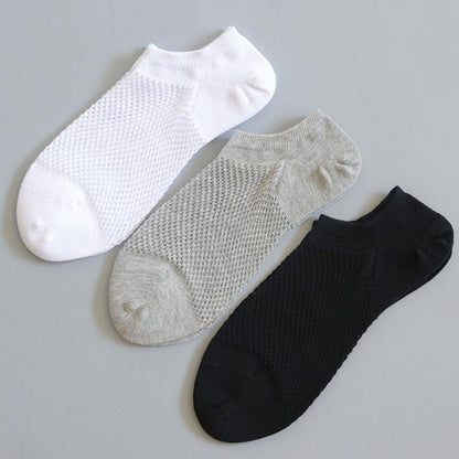 3pairs Men's Solid Pointelle Socks