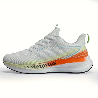 Men's Trendy Woven Knit Breathable Running Shoes, Comfy Non Slip Lace Up Soft Sole Sneakers for Men's Outdoor Activities
