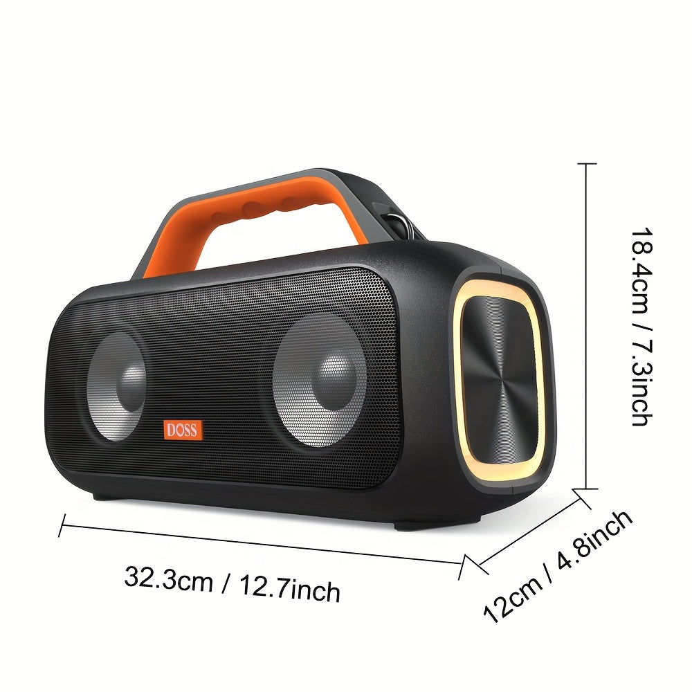 DOSS 60W Portable Speaker with Wireless 5.3, Stereo Sound & Subwoofer, 25H Playtime & Power Bank, TWS True Wireless Pairing, Dynamic Light Show, High Quality IPX6, USB-C Charging, 60W Power Handling, Compact Design for Campin