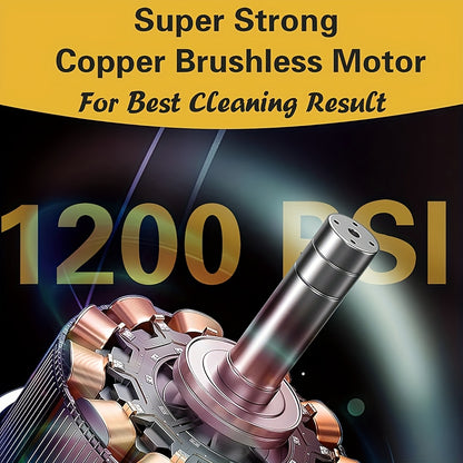 Heavy-duty cordless pressure washer 3000W 200Bar - Brushless motor, portable with carrying case, compatible with Makita 18V lithium batteries, for garden, patio, car, machine cleaning - Professional and home use, Sleek Tool.