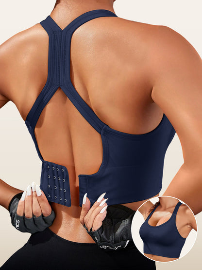 Women's Sports Bra with Removable Pads - No Underwire Breathable Support, Seamless Gym Yoga Running Top, Adjustable Straps & Soft Fabric for Workouts & Casual Wear, Workout Versatility, Sporty Design, Smooth Texture