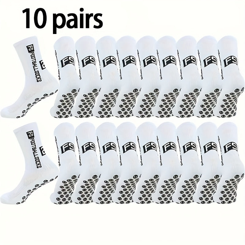 2/6/10/20 Pairs Men'S Thickened Moisture-Wicking Breathable Soccer &amp; Basketball Training Socks - Non-Slip Grip, Cushioned Arch &amp; Heel Support, Sweat-Resistant, Soft Elastic Athletic Socks For Outdoor Sports, Gym, Football Mat