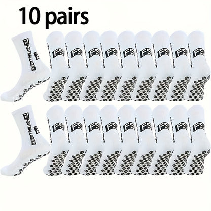 2/6/10/20 Pairs Men'S Thickened Moisture-Wicking Breathable Soccer &amp; Basketball Training Socks - Non-Slip Grip, Cushioned Arch &amp; Heel Support, Sweat-Resistant, Soft Elastic Athletic Socks For Outdoor Sports, Gym, Football Mat