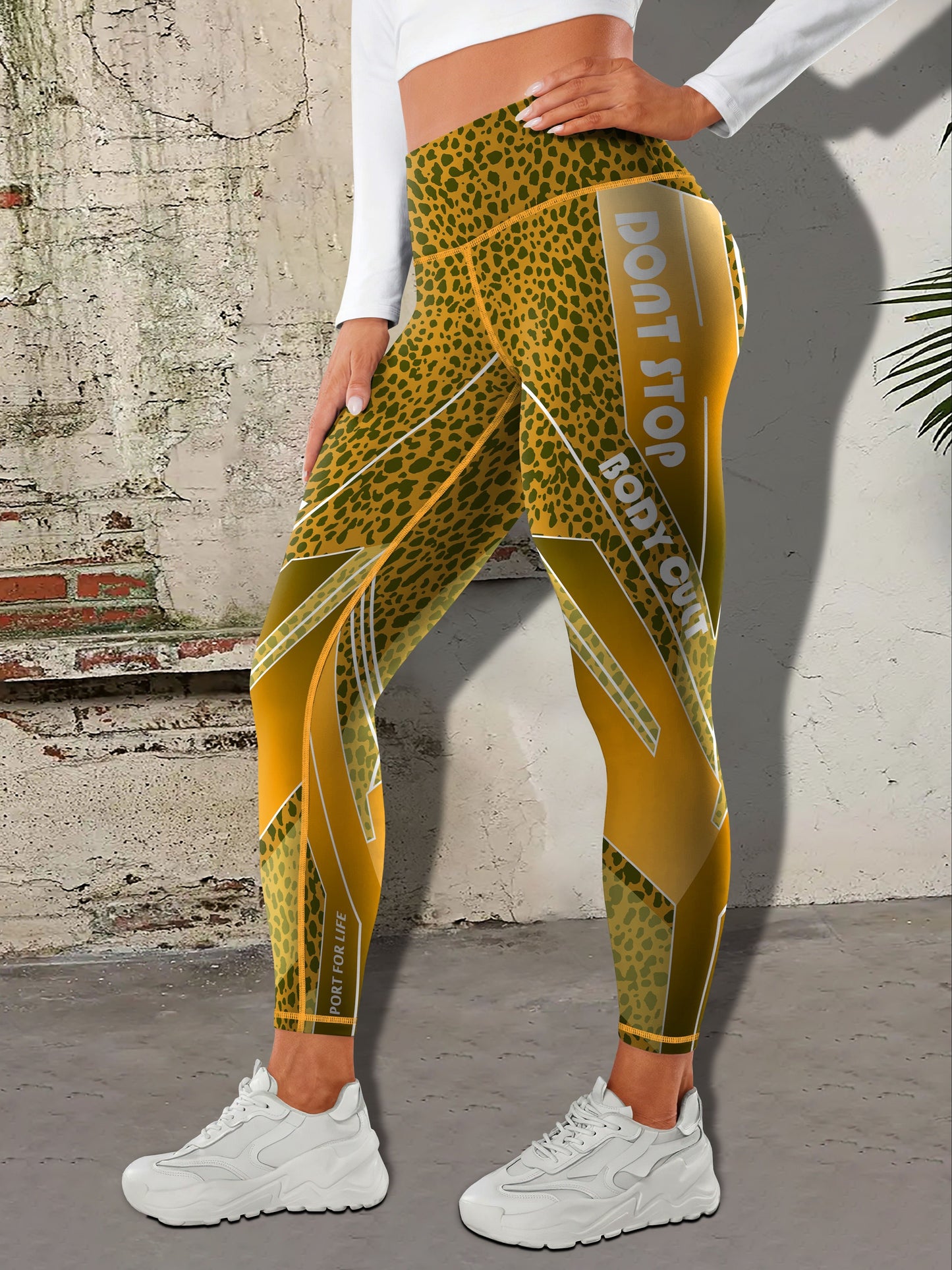 Women's Fashion Color Block Splash Print Yoga Pants, Striped Print Breathable Stretchy Butt Lifting Yoga Workout Running Sports Leggings, Women's Activewear