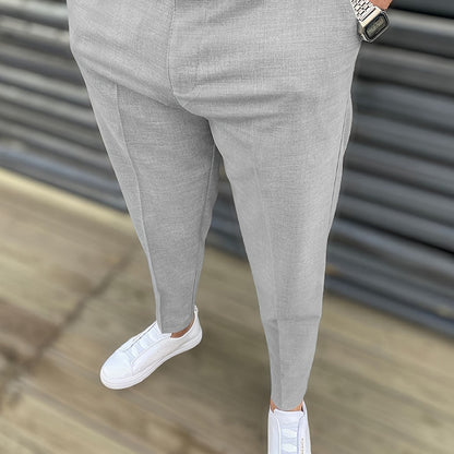 Classic Design Dress Pants, Men's Formal Solid Color Slightly Stretch Elegant Dress Pants For Spring Summer Business Banquet Dinner, Old Money Style