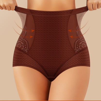 MIOTAN Women's High-Waisted Tummy Control Underwear - Tuck & Lift Butt Lifting Shaping Panties, Breathable All-Season Solid Color Triangle Briefs (No Bulk), High Elegant Everyday & Special Occasion Panties for Sensitive Beige