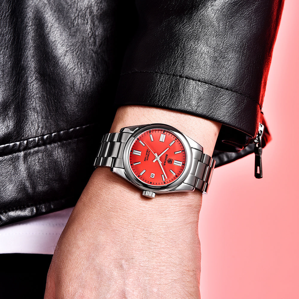 1pc BENYAR Men's Mechanical Wristwatch, 10Bar Waterproof Automatic Watch, Stainless Steel Sports Diving Watch For Men, Ideal choice for Gifts