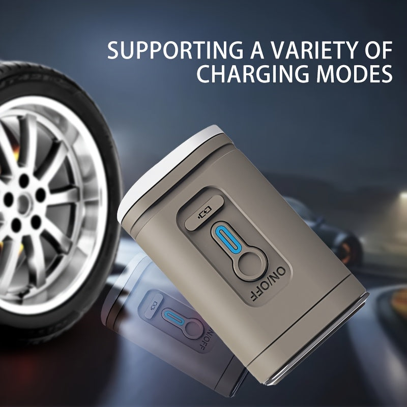 2-in-1 Portable Cordless Electric Air Pump with Built-in LED Light - Rechargeable Lithium Battery Outdoor Camping Gear for Inflatables, Tents, and Emergency Lighting