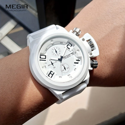 MEGIR Multifunction Men's Watch, Sports Silicone Strap Waterproof Calendar Quartz Watch 2002, Ideal Choice For Gifts