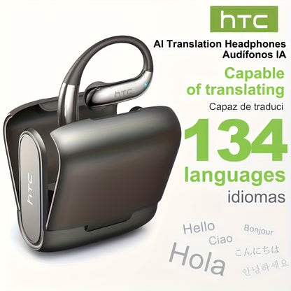 HTC NE23 AI Wireless Translation Earbuds Supports Real-Time Translation Between 135 Languages, Featuring Extended Battery Life, Comfortable Fit And High-Definition Noise Cancellation. Suitable for All Scenarios Including Spor