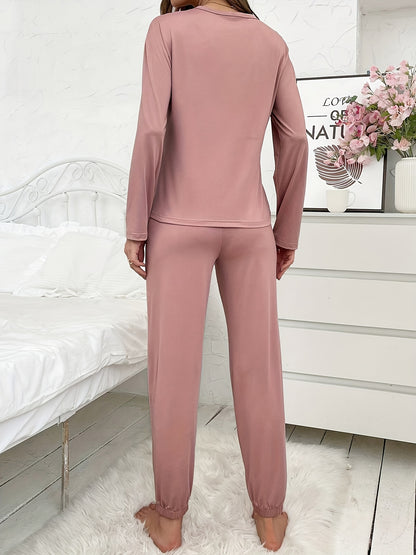 Autumn and Winter Women's Pajamas Long Sleeve Long Pants Cartoon Letter Print All-Season Casual Home Wear Set