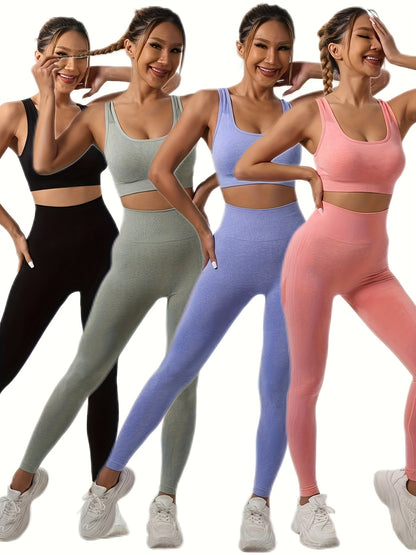 4pcs Sports Tank Top and Yoga Pants Set