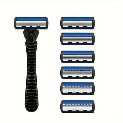 Men's Manual Razor, 6-layer Blades Razor, Non Slip Handle, Classic Men's Shaving Tools For Daily Use
