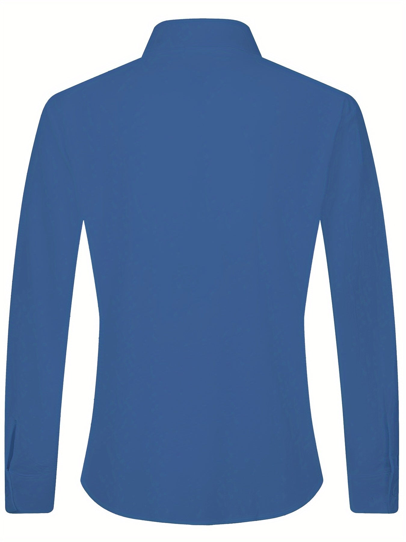 Camisa de homem em algodão de manga comprida e cor sólida com botões, modelo com lapela, ideal para a primavera e outono.