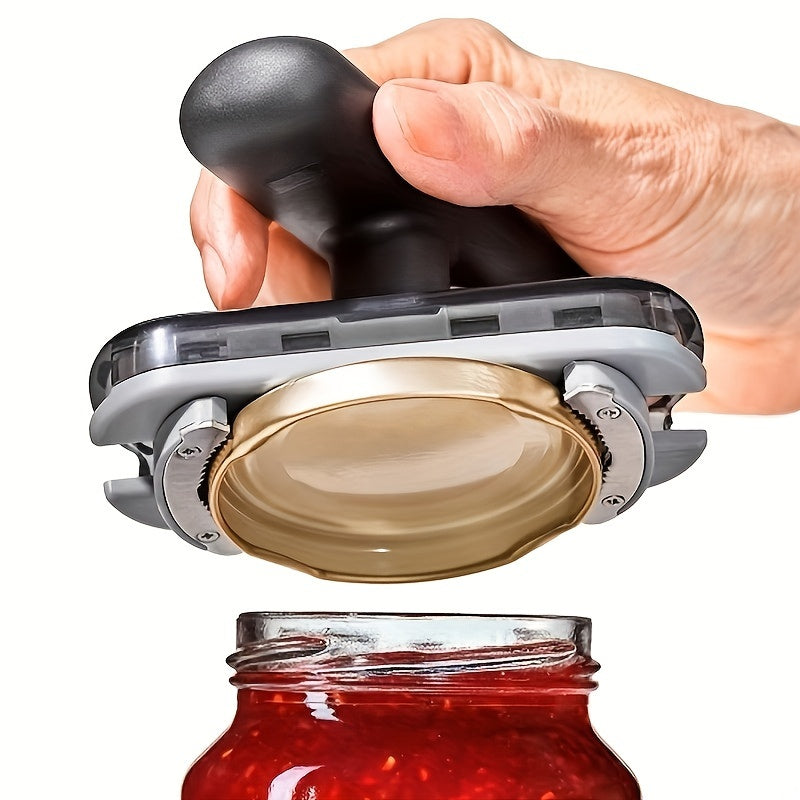 1pc Heavy-Duty Metal Manual Can Opener - Ergonomic Easy-Grip Handle, Safe & Effortless Lid Removal, No Sharp Edges, Compact Kitchen Tool for Jars & Cans, Jar Opener, Sleek Design, Sturdy Construction