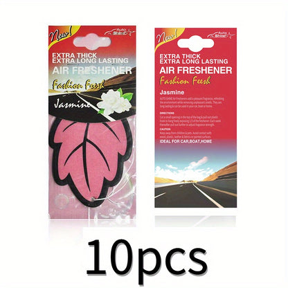 3-60pcs Car Air Freshener Natural Scented Tea Paper Auto Hanging Vanilla Perfume Fragrance Leaf Shape Car Interior Accessories Christmas Gift