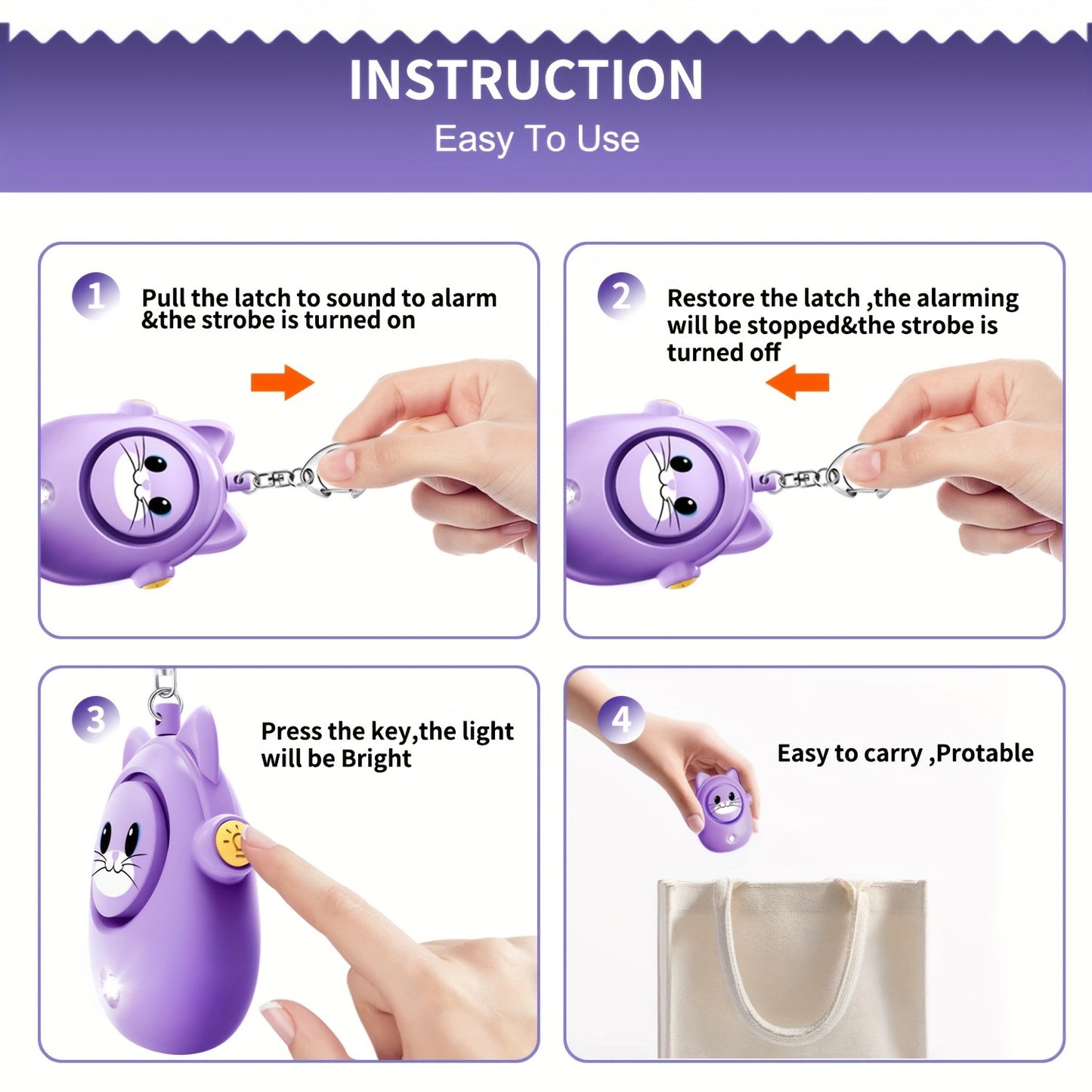 Personal Safety Alarm for Women 130dB Loud Self Siren with LED Strobe Light Personal Security Safe Devices Alarms for Women Elderly, Safety Protection, Self Device, Compact Alarm, Lightweight Design, Reliable Alarm, Highquali