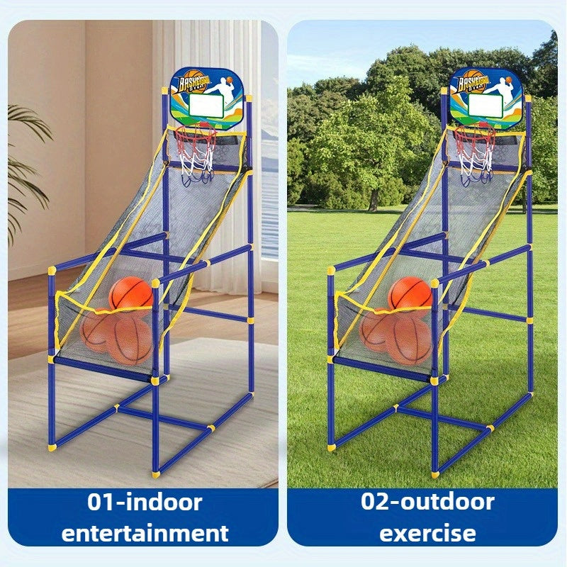 Kids Arcade Basketball Hoop with 3 Balls, Indoor Outdoor Single Shot Basketball Game, Carnival Games Sport Toys Gifts for Boys Girls Ages 3-8 Years Old, Ideal for Competition, Pump Included