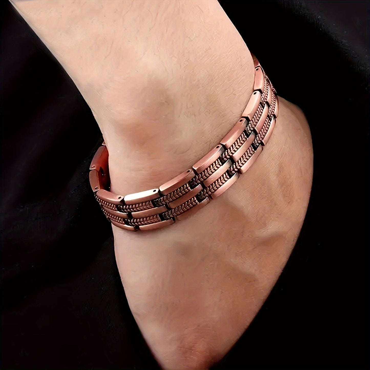 Pulseira magnética para homem em cobre puro 99,99%, estilo casual com ferramenta de ajuste, jóia ideal para oferecer ao pai e avô no Dia do Pai ou aniversário.