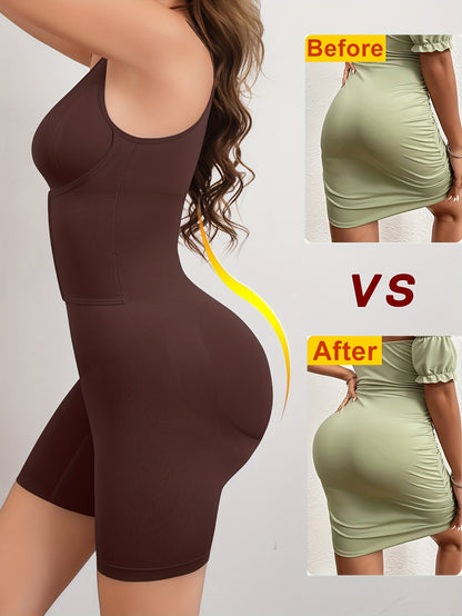 Women's Full-Body Tummy Control Bodysuit - Double-Layer High Compression Shaping Suit with Butt Lift & Waist, Smooth Curves Instantly, Brown/Black/Navy/Beige, Hand Washable One-Piece for Postpartum &